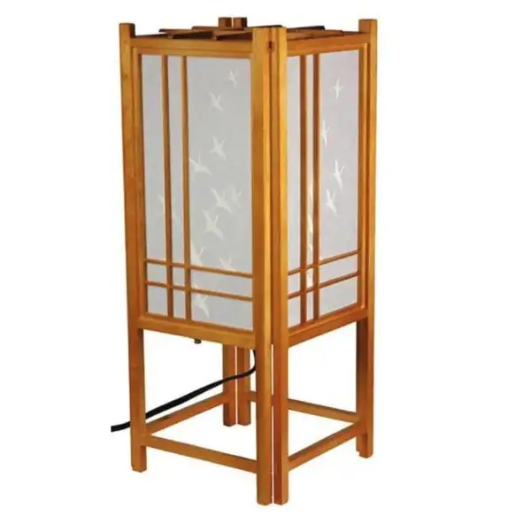 Handmade Wooden 18-inch Cranes Shoji Lamp (China)