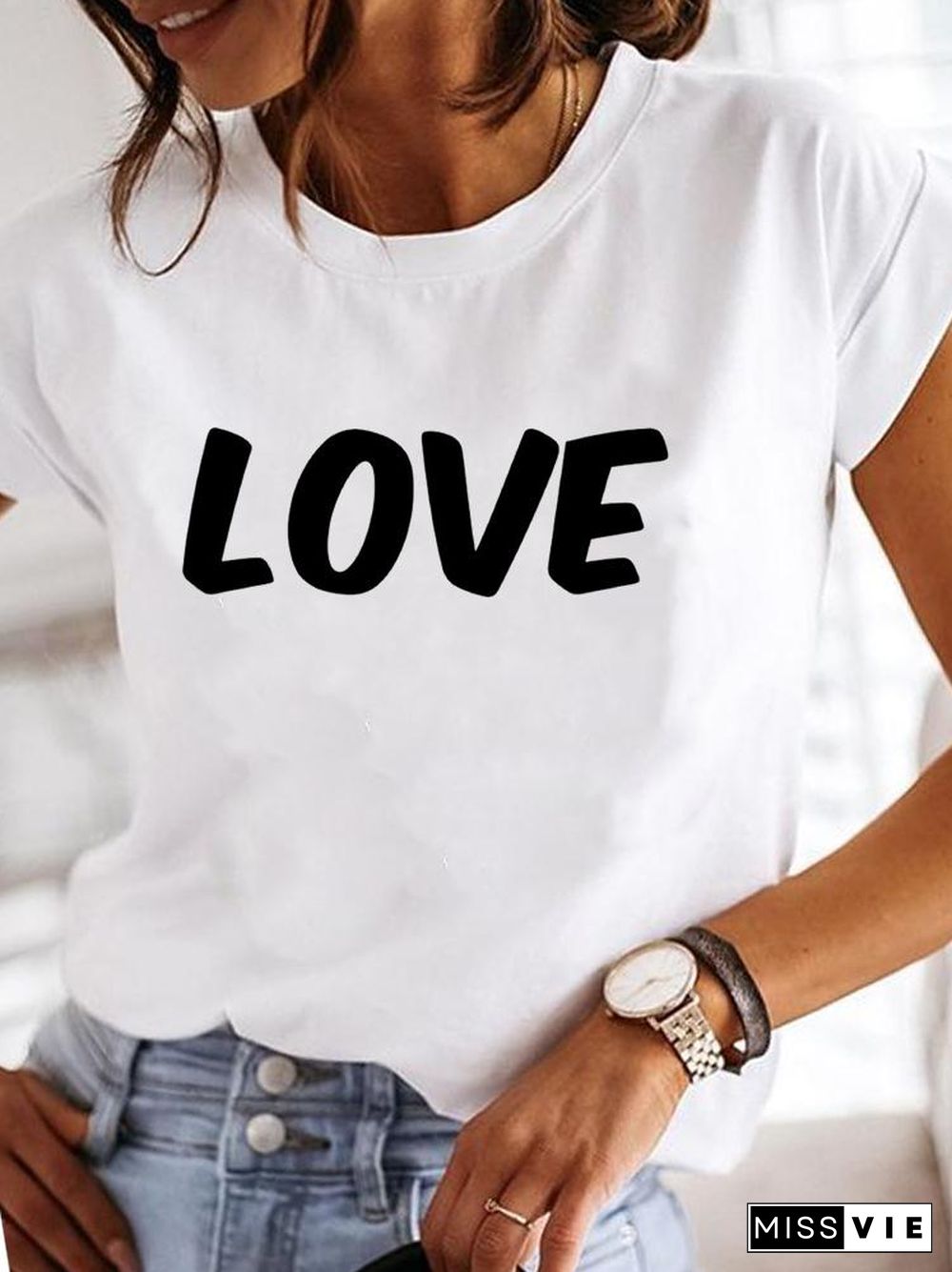 Clothes Ladies Summer T Clothing Print Fashion Casual T-Shirts Letter 90S Trend Cute Short Sleeve Women Female Graphic Tee