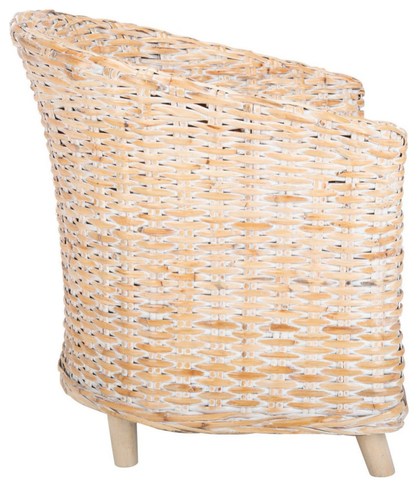 Naomi Rattan Barrel Chair Natural Whitewash/White   Tropical   Armchairs And Accent Chairs   by V.S.D Furniture  Houzz