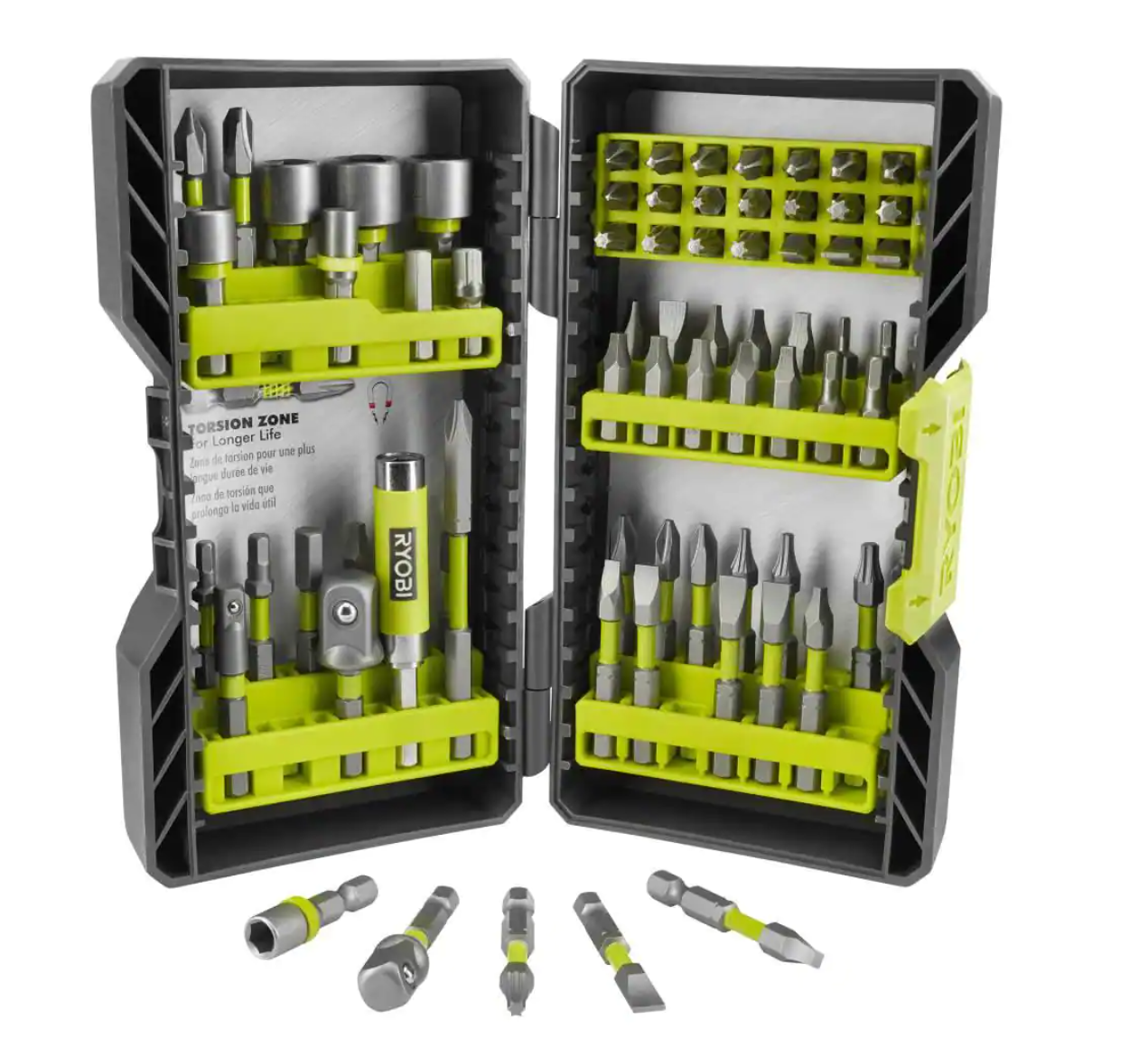 RYOBI P237-AR2040 ONE+ 18V Cordless 3-Speed 1/4 in. Hex Impact Driver (Tool Only) with Impact Rated Driving Kit (70-Piece)