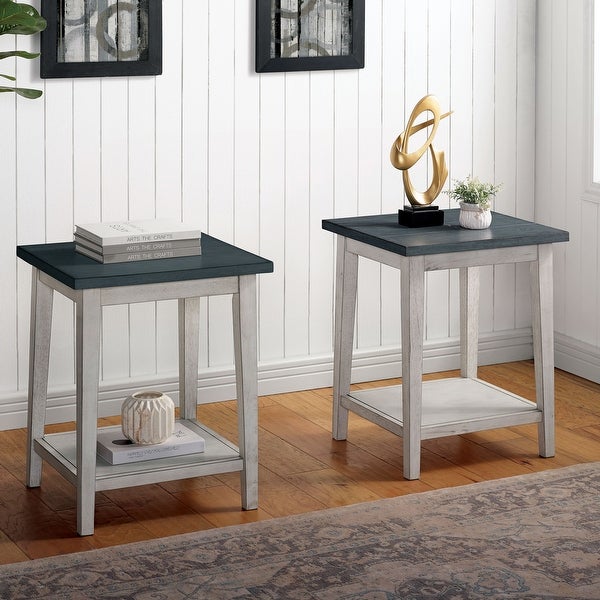 Furniture of America Lanningham Rustic 20-inch 1-shelf Side Table (Set of 2)