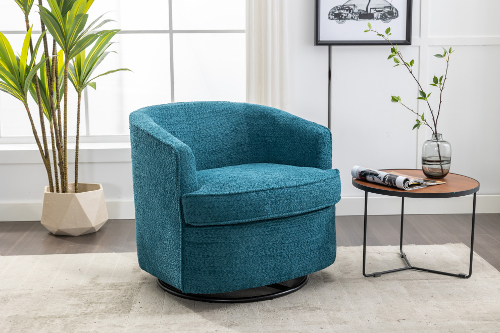 SEYNAR Modern Upholstered Swivel Barrel Armchair for Living Room   Transitional   Armchairs And Accent Chairs   by SEYNAR LLC  Houzz