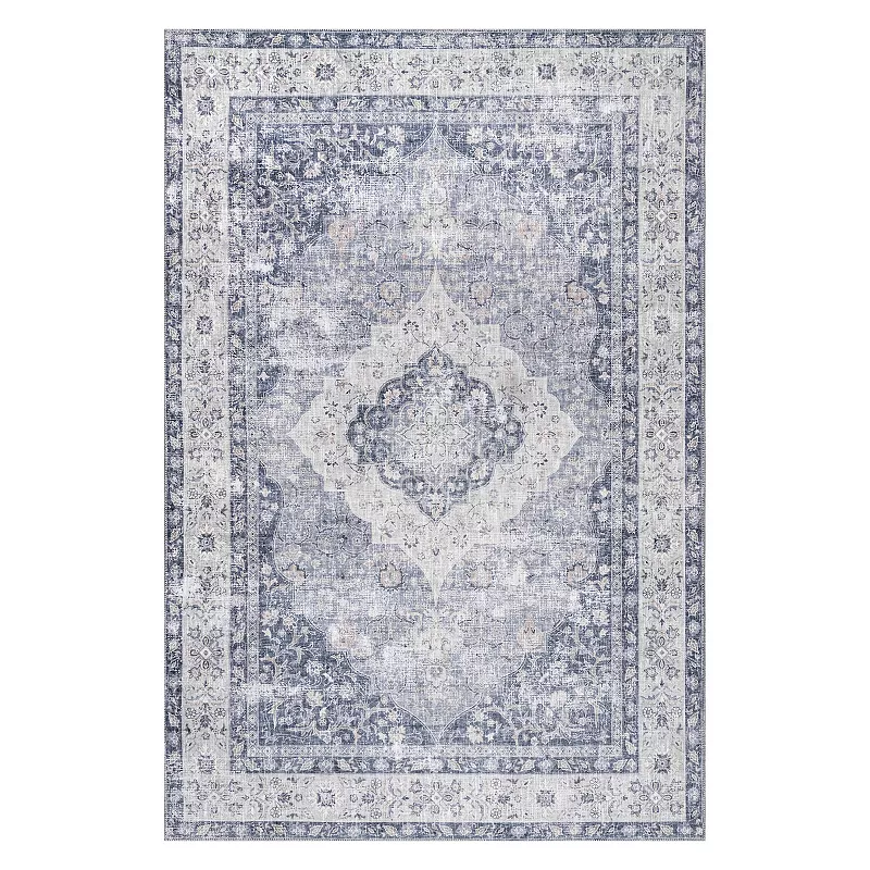 nuLoom Elsa Machine Washable Floral Blossom Medallion Area Rug