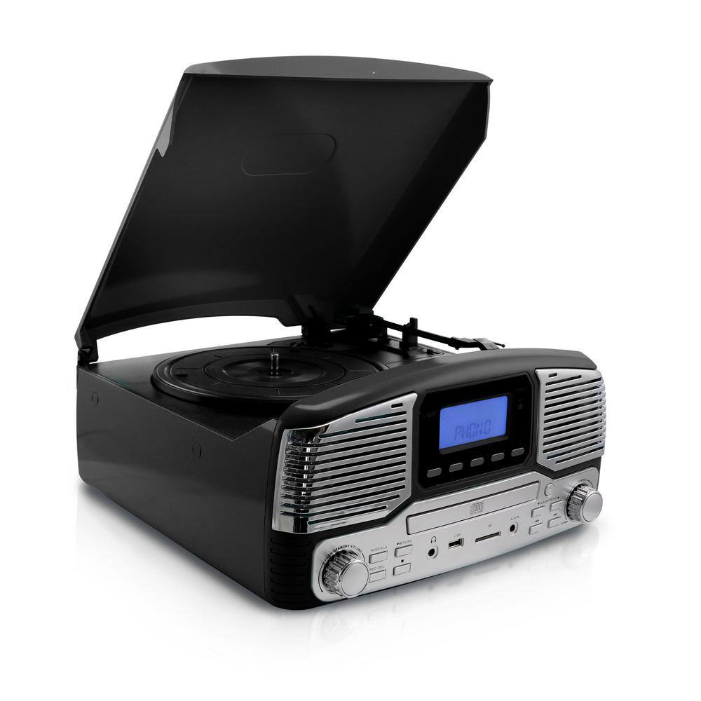 Trexonic Retro Record Player with Bluetooth and 3-Speed Turn Table in Black 985112155M