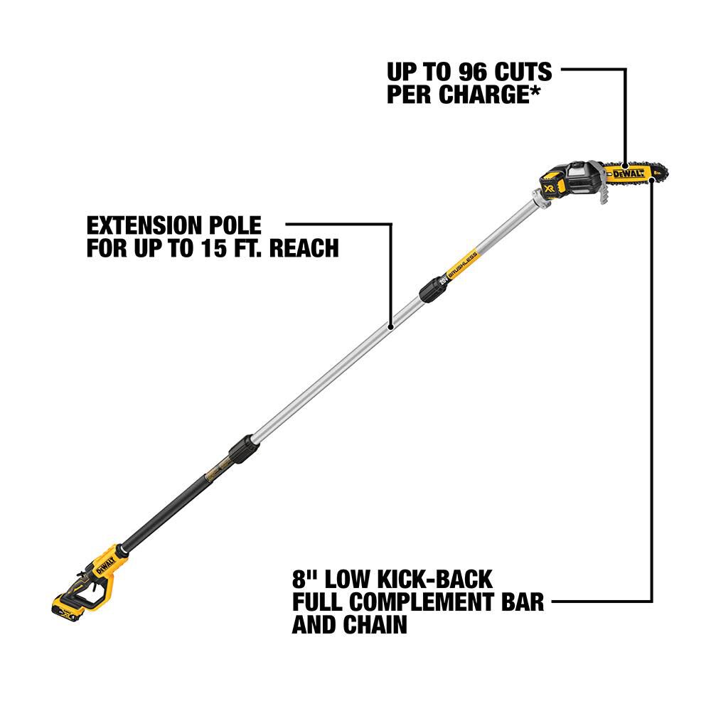 DW 20V MAX* Lithium-Ion Cordless Pole Saw and Pole Hedge Trimmer Combo Kit DCKO86M1 from DW