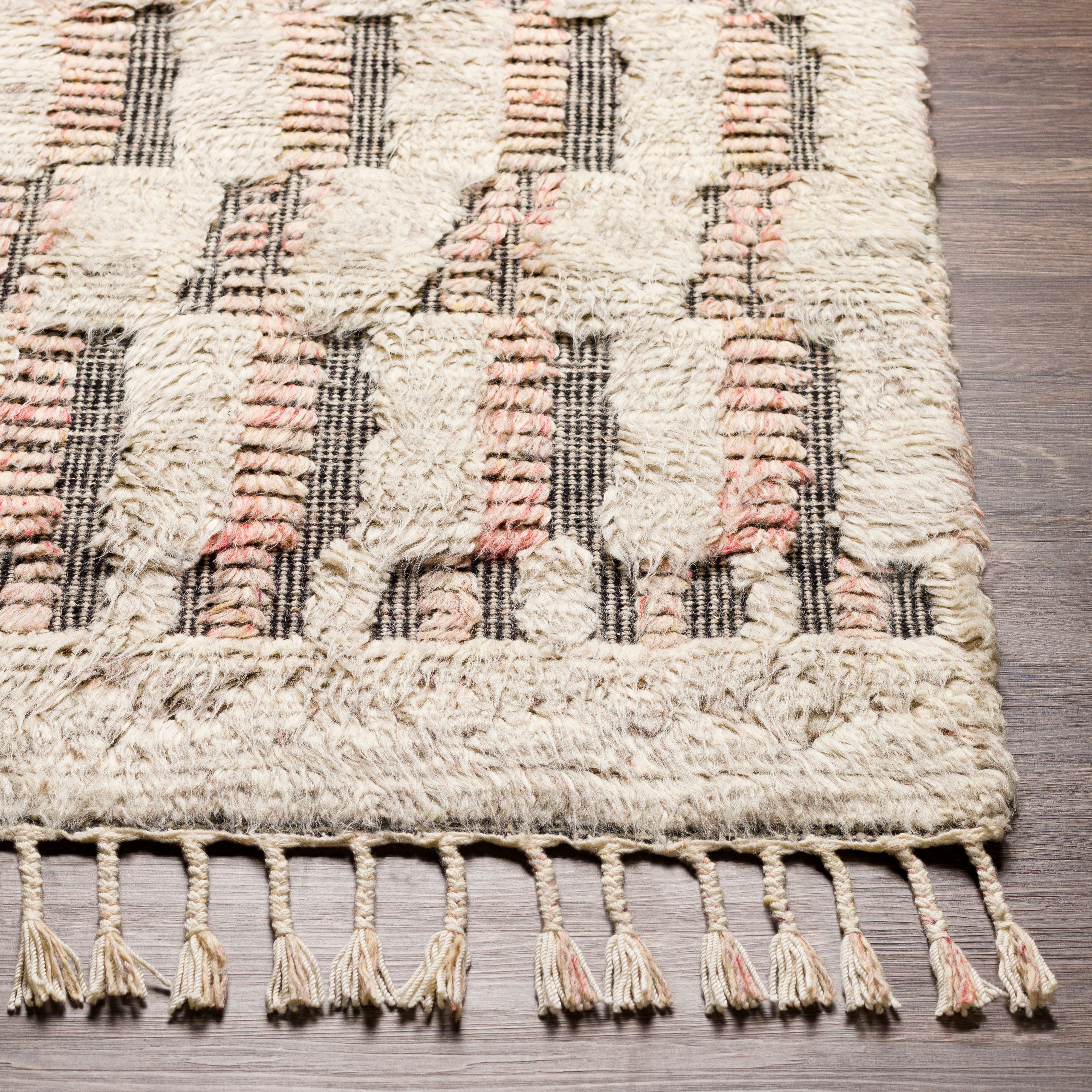 Sahara Hand Knotted Rug in Dark Brown, Pale Pink, Cream, Taupe