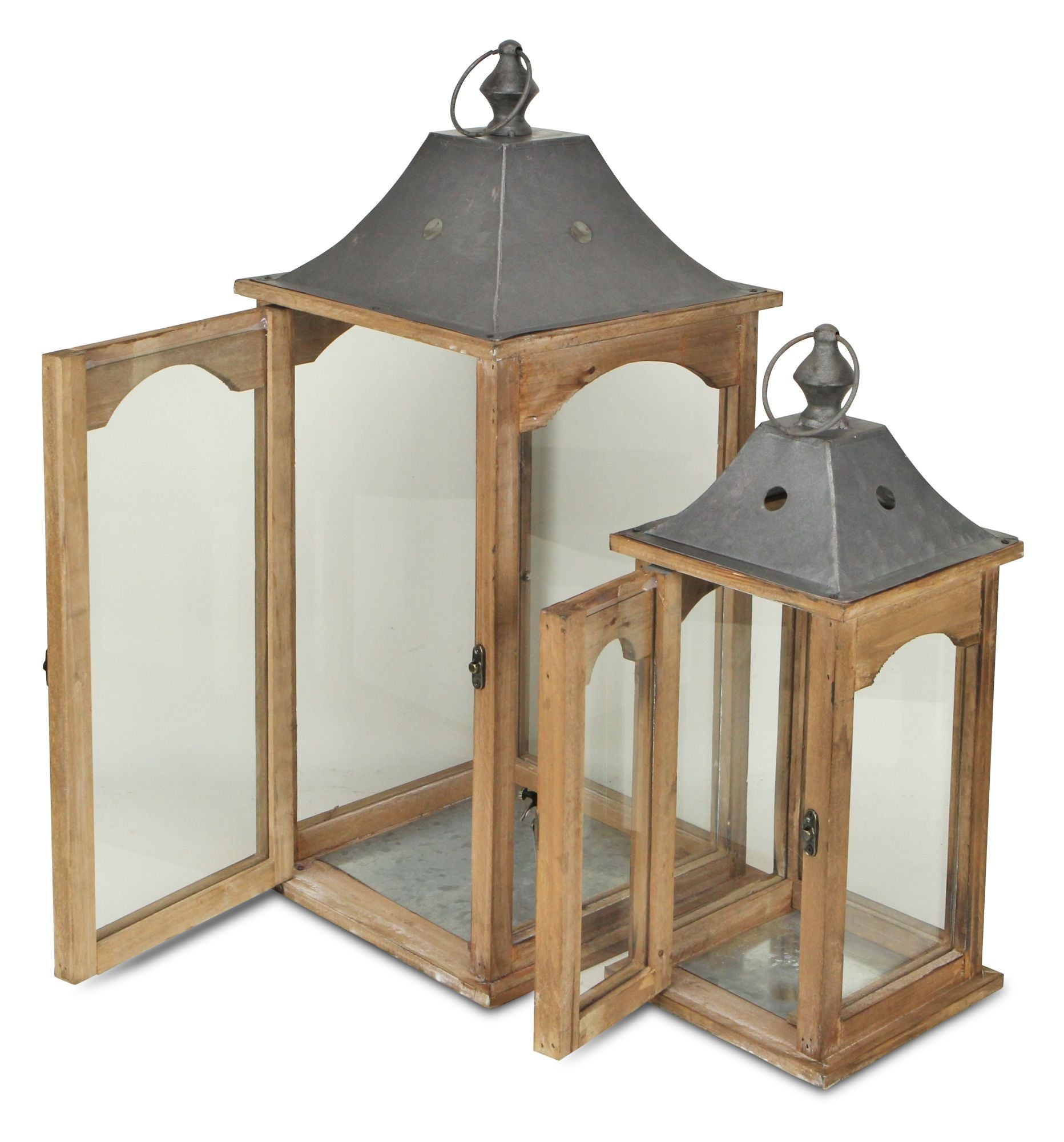 Cheungs FP-4476-2 Clear Rustic Handmade Lantern - Set of 2