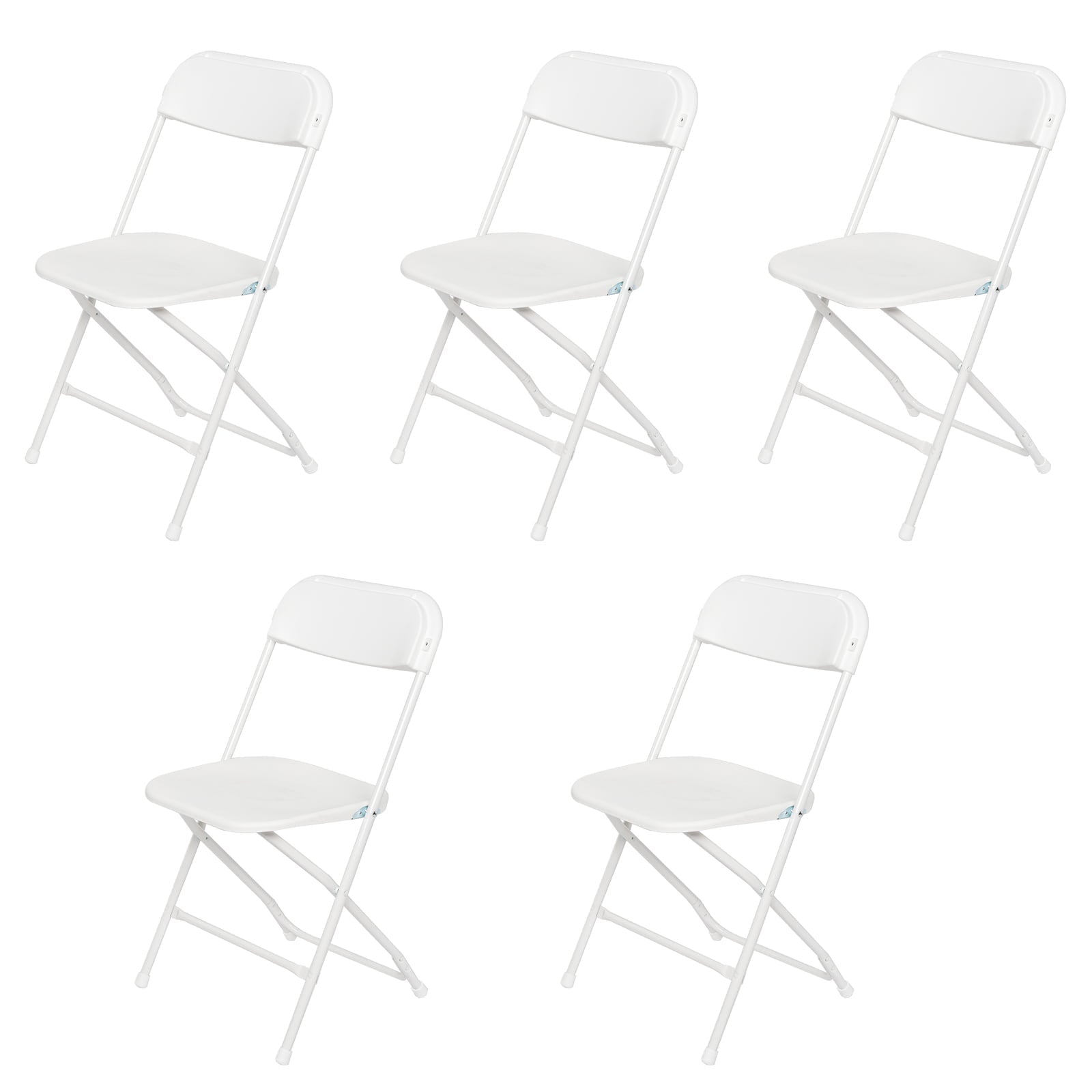 Zimtown Set of 5 White Plastic Folding Chairs Heavy Duty Portable Stackable Party Event Chairs, Plastic Portable Party Chairs