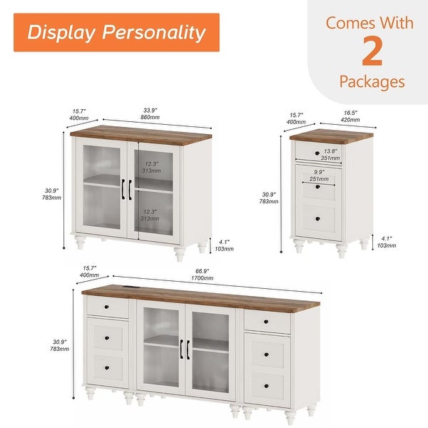 White Dresser for Bedroom， 3-in-1 Chest of Drawers Storage Cabinet - - 37744501