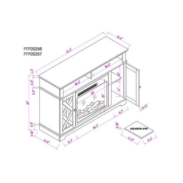 48 in. TV Stand Console for TVs up to 55 in. with Electric Fireplace - 48