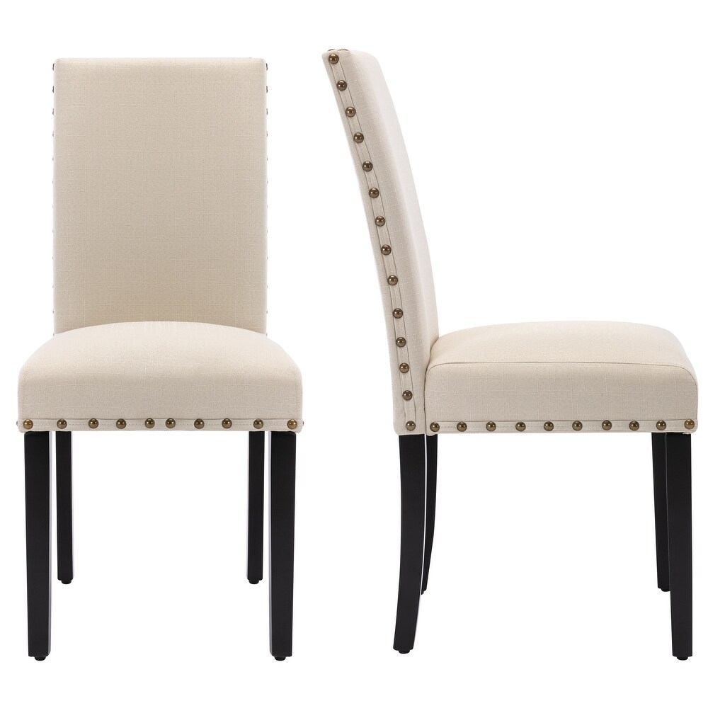 Fabric Upholstered Nailhead Trim Parsons Dining Chairs Set of 2