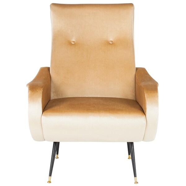 SAFAVIEH Mid-Century Modern Retro Elicia Velvet Camel Club Chair - 28.5 x 35 x 37