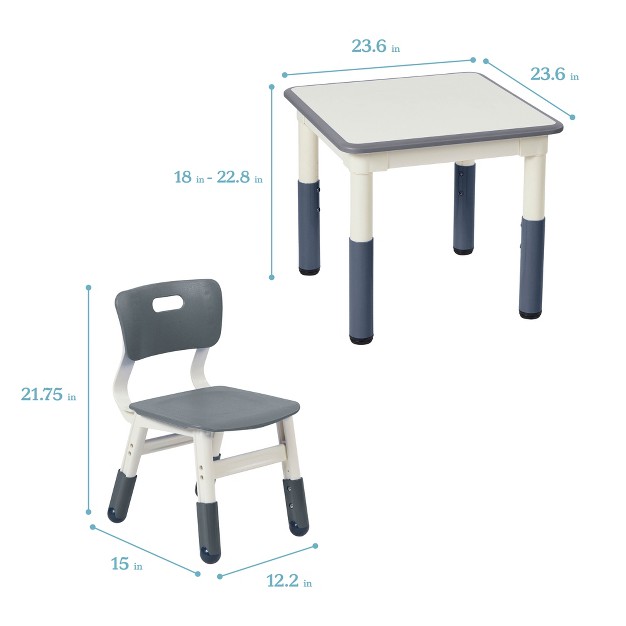 Onesstop Square Resin Dry erase Adjustable Activity Table With 2 Chairs 3 piece Set