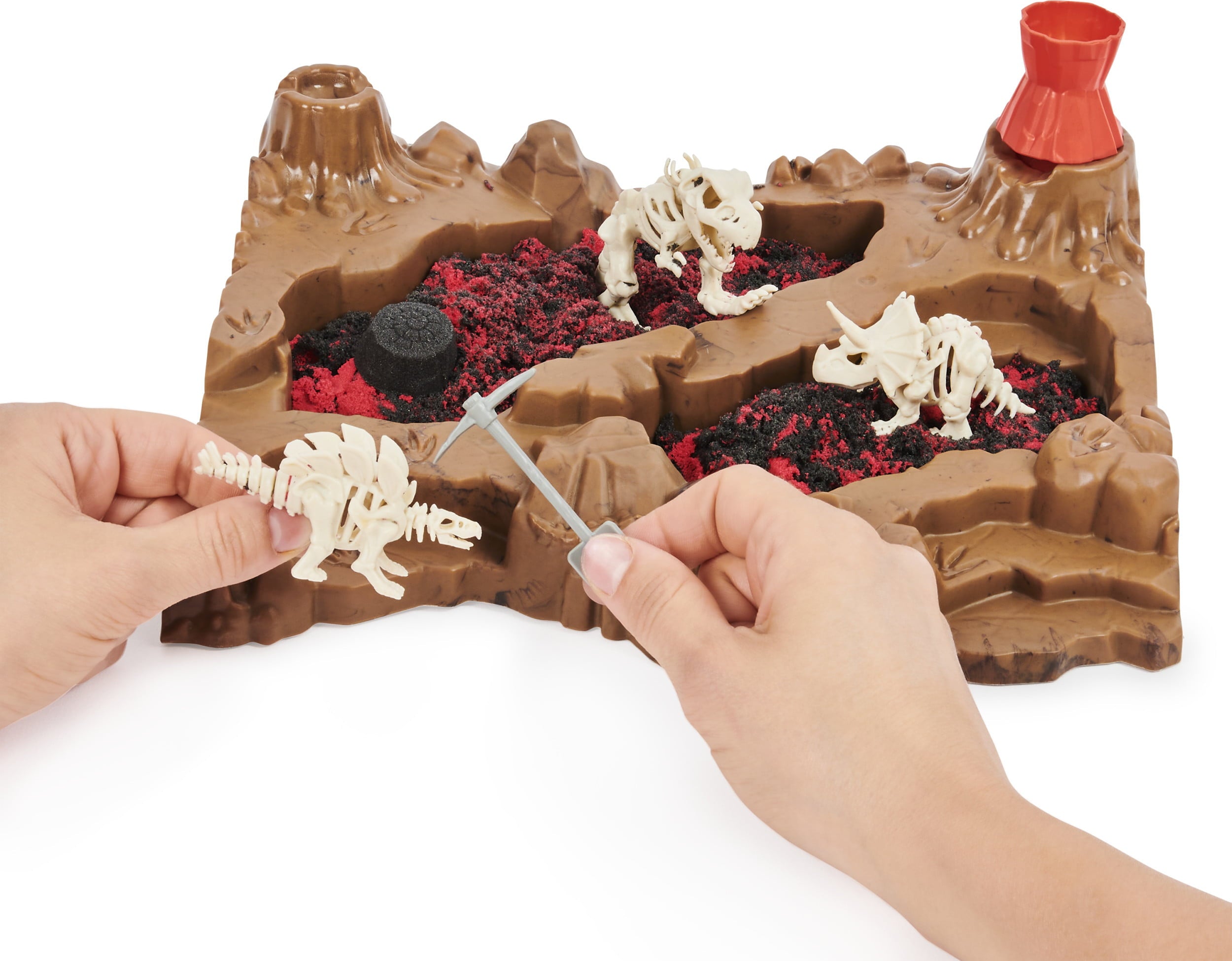 Kinetic Sand, Dino Dig Playset with 10 Hidden Dinosaur Bones, Play Sand Sensory Toys for Kids Aged 6 and up