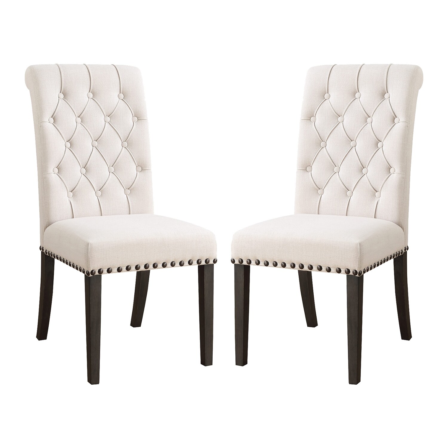 Set Of 2 Dining Chairs in Beige and Black Finish