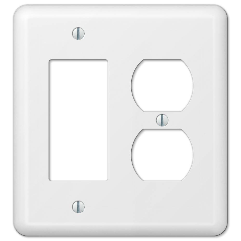 AMERELLE Declan 2 Gang 1-Duplex and 1-Rocker Steel Wall Plate - White 935RDW