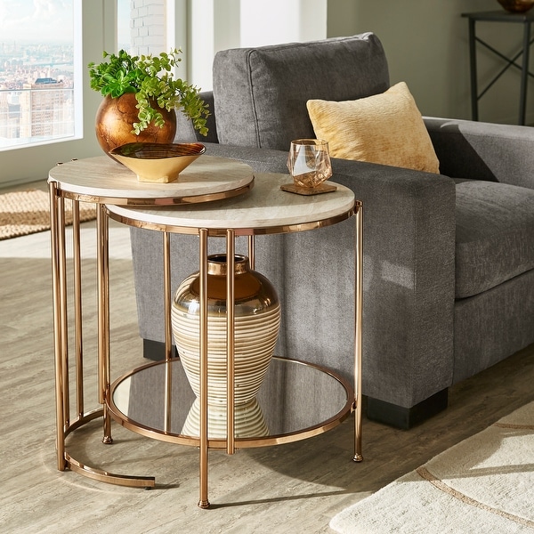 Celsus Champagne Gold Nesting Table Set by iNSPIRE Q Bold