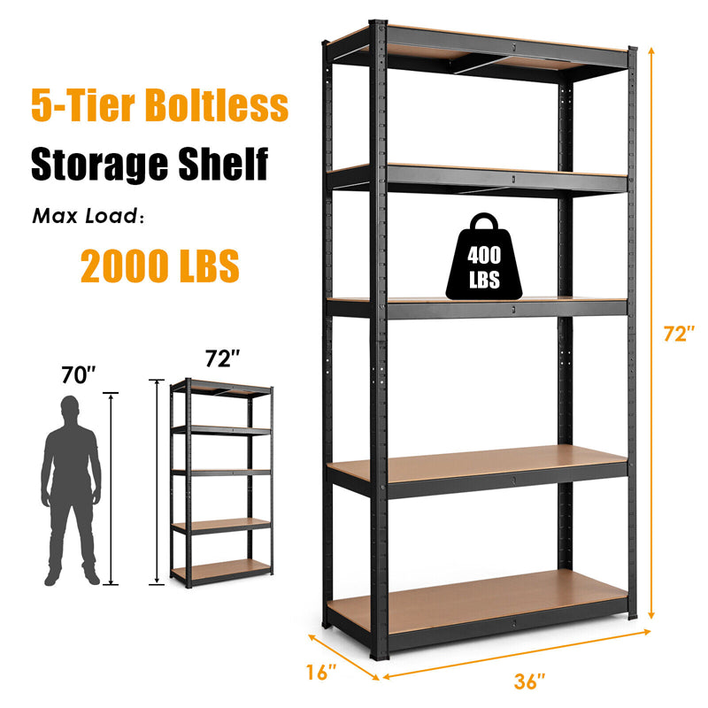 5 Tier Metal Garage Shelving for Storage Heavy Duty Garage Organization Adjustable Tool Utility Rack