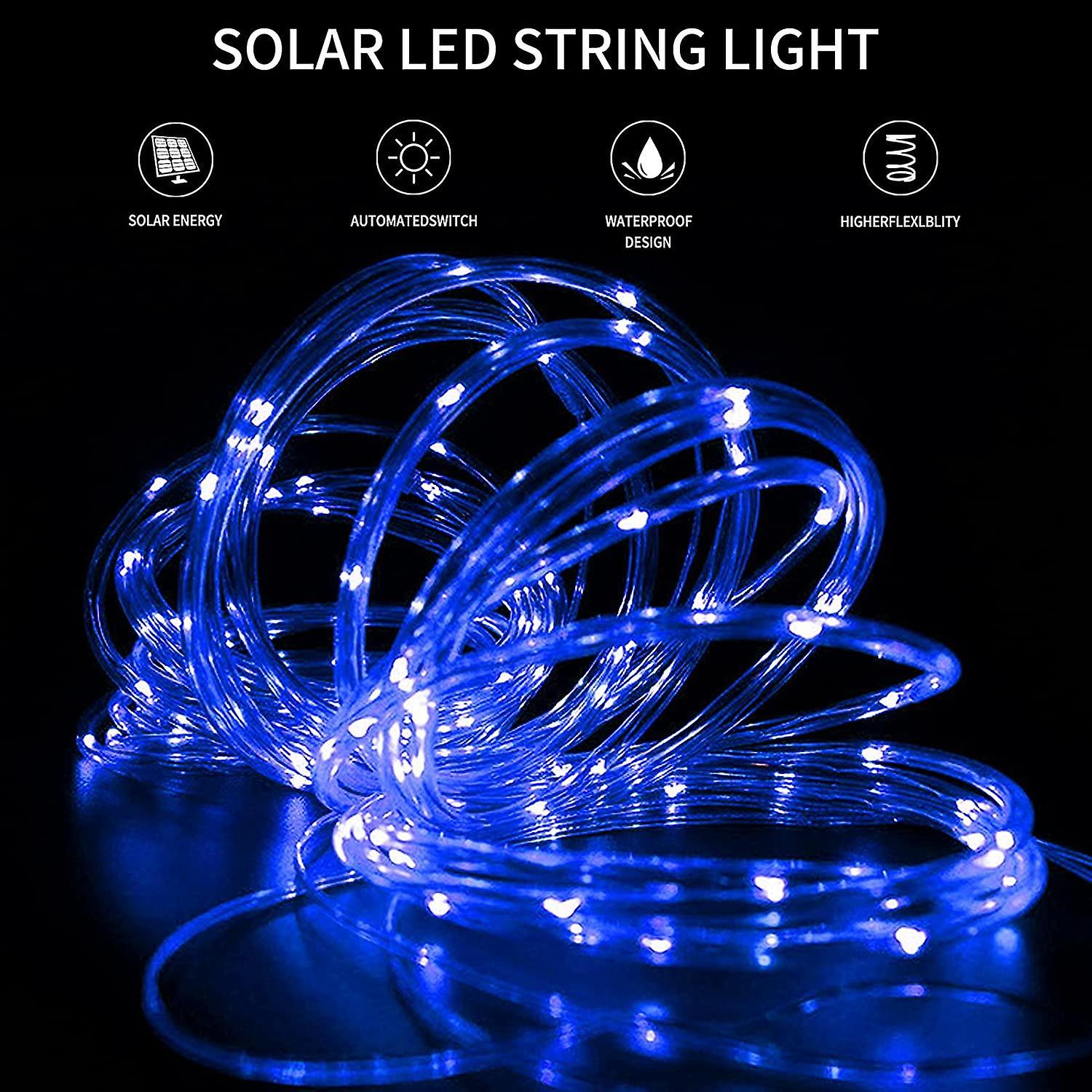 Outdoor Solar String Lights， 40feet 100 Led Solar Powered Fairy Lights With 8 Modes Waterproof Decoration Copper Wire Lights (blue)