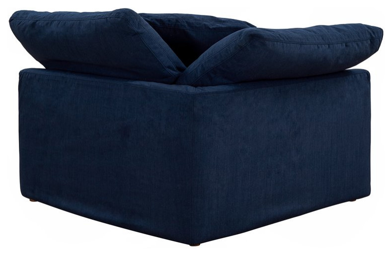 Sunset Trading Puff 2 Piece Fabric Slipcover Sectional Sofa in Navy   Transitional   Loveseats   by Homesquare  Houzz