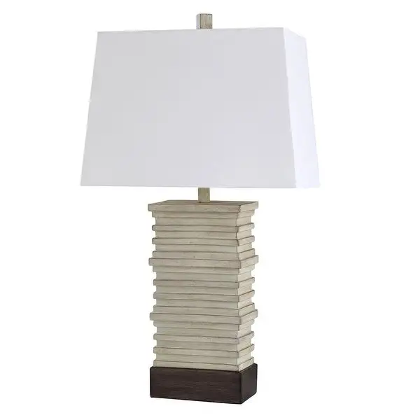 Casual Stacked Plate Design Table Lamp - Aged Pearl and Cocoa