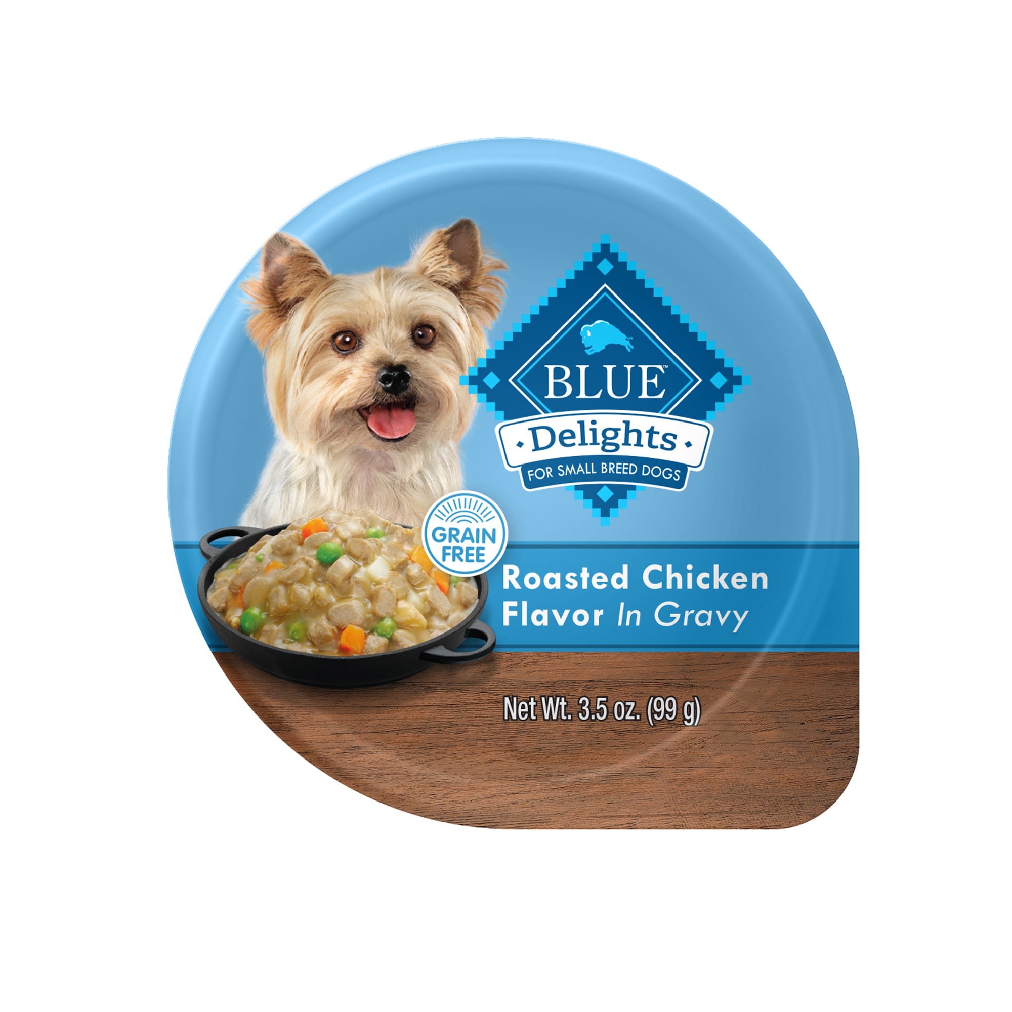 Blue Buffalo Blue Life Protection Delights Small Breed Roasted Chicken Flavor in Hearty Gravy Wet Dog Food， 3.5 oz.， Case of 12