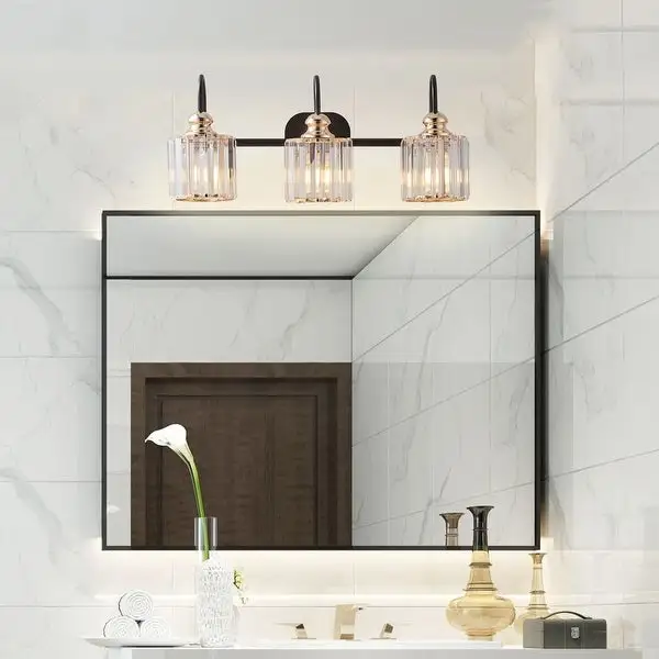 3 Lights Modern Wall Mounted Bathroom Over Mirror Light With Glass Lampshade - 23.13