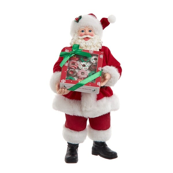 Kurt Adler 10.5Inch Fabriché Santa With Box of Donuts