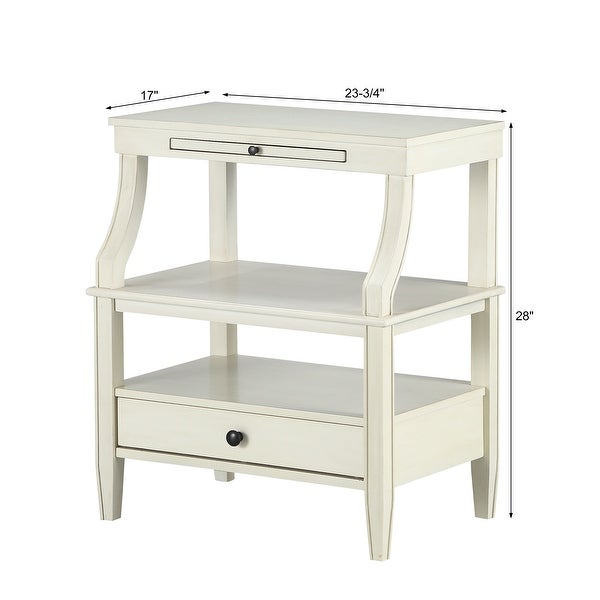 Newland Storage Nightstand， Wooden End Side Table for Living Room