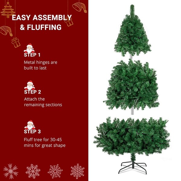 7Ft Christmas Tree with 230 LED Lights，Iron Bracket Christmas Tree