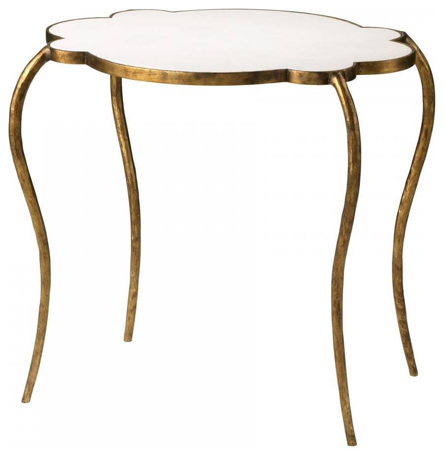 Flora Side Table  Gold/White  Iron and Granite  28 quotH (3039 17CKF)   Contemporary   Coffee Tables   by Lighting Reimagined  Houzz