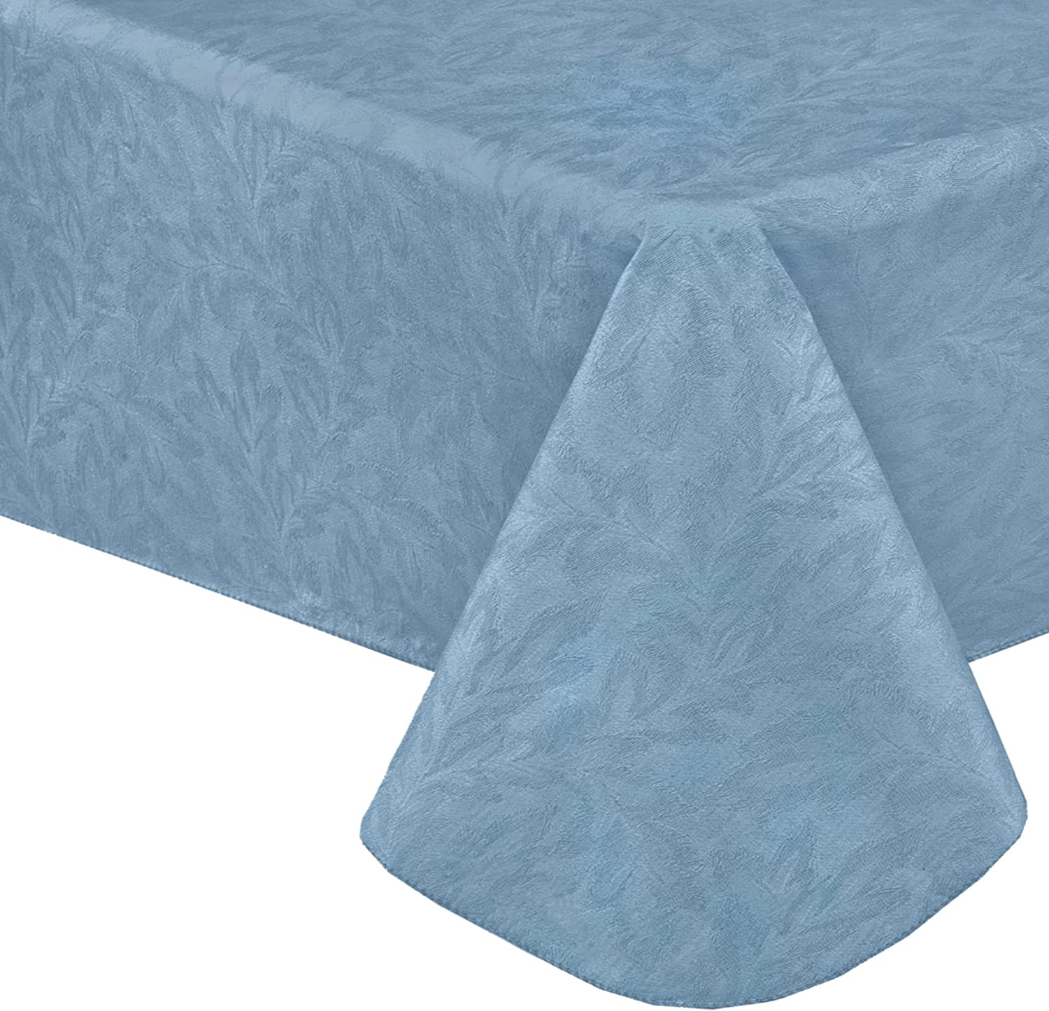 Newbridge Blue Napa Leaf Solid Color Vinyl Flannel Backed Tablecloth， Hotel Quality Indoor/Outdoor Patio， Kitchen， BBQ， Dining Room Vinyl Tablecloth， 52” x 52” Square