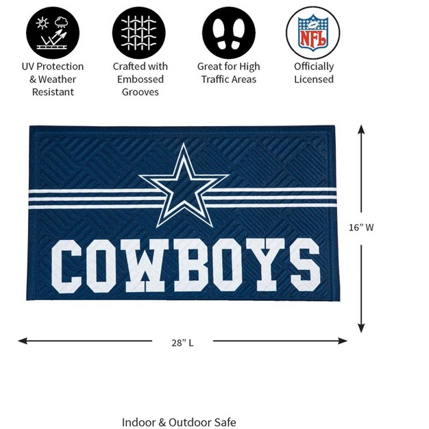 Evergreen Nfl Dallas Cowboys Embossed Mat Cross Hatch Indoor And Outdoor Doormat