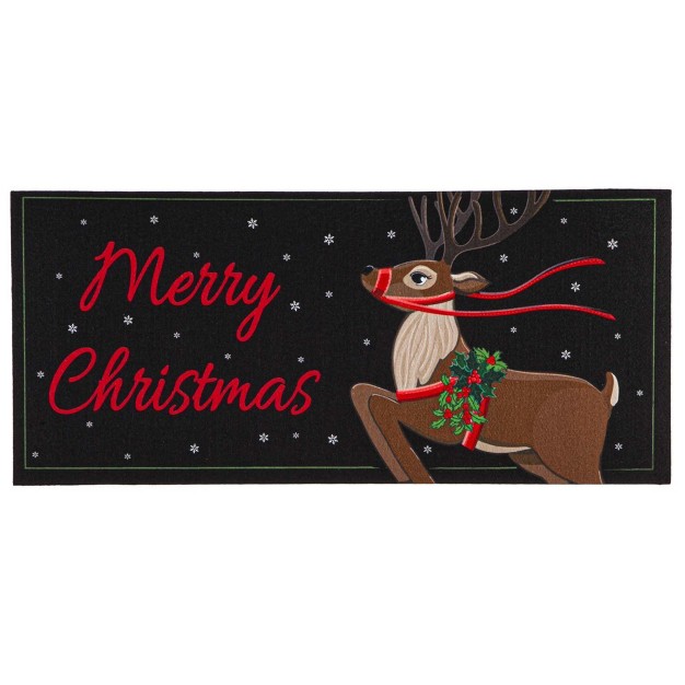 Home amp Garden Reindeer Sassafras Switch Mat 1 Mat Insert 25 Inches Christmas Indoor Outdoor Winter 432041 Rubber Black