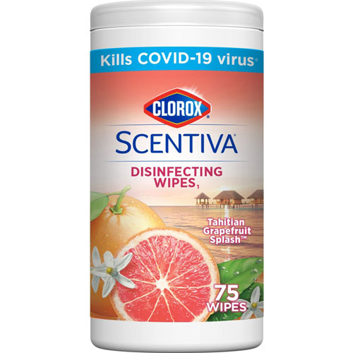 Clorox Scentiva Bleach-Free Disinfecting Wipes - Ready-To-Use Wipe - Grapefruit Scent - 75