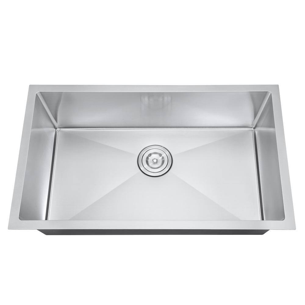 Attop Brushed 20-Gauge Stainless Steel 30 in. Single Bowl Undermount Scratch-Resistant Nano Kitchen Sink with Strainer NA301809R10-SL