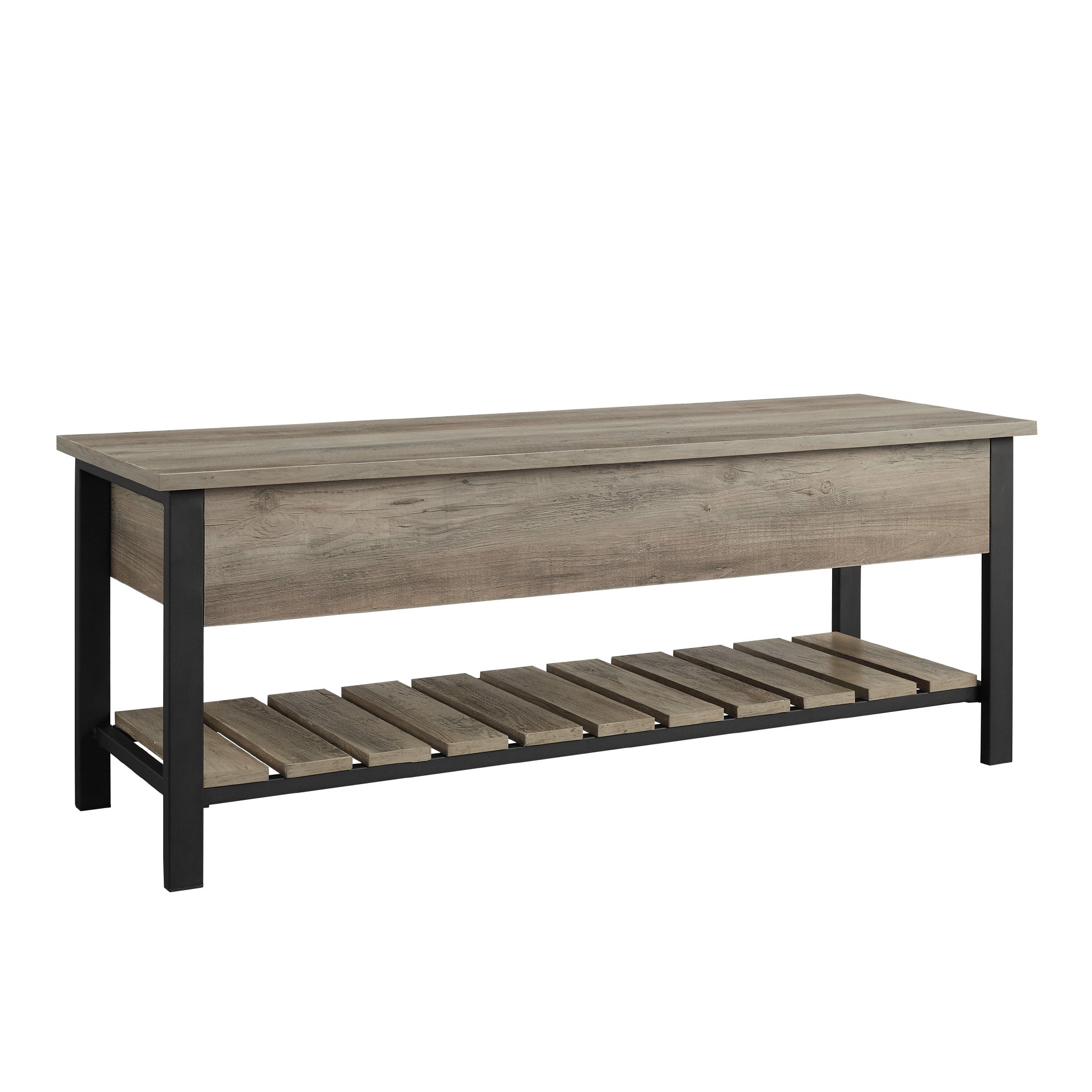 Manor Park Storage Bench, Grey Wash