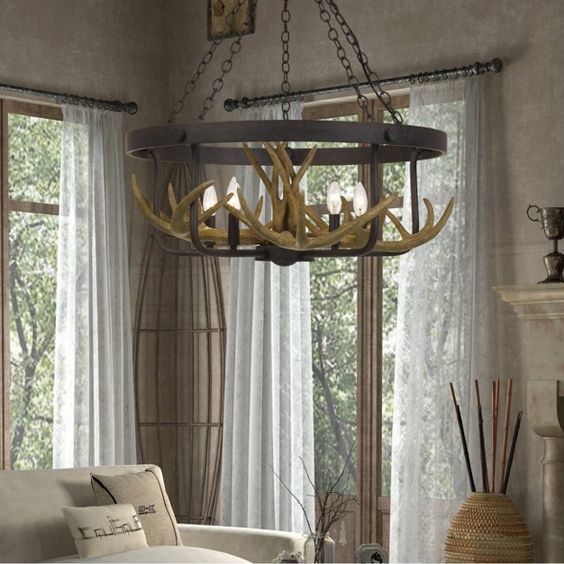 26 75 quot 5 Light Metal Angelo Antler Chandelier Iron Cal Lighting