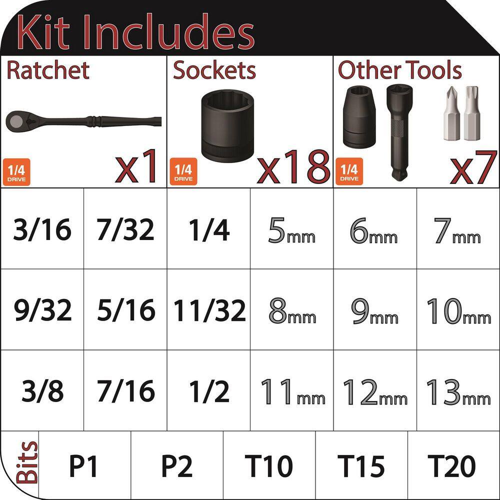 Husky 100-Position 14 in. Drive Universal Socket Wrench Set (26-Piece) H1004D26SWS