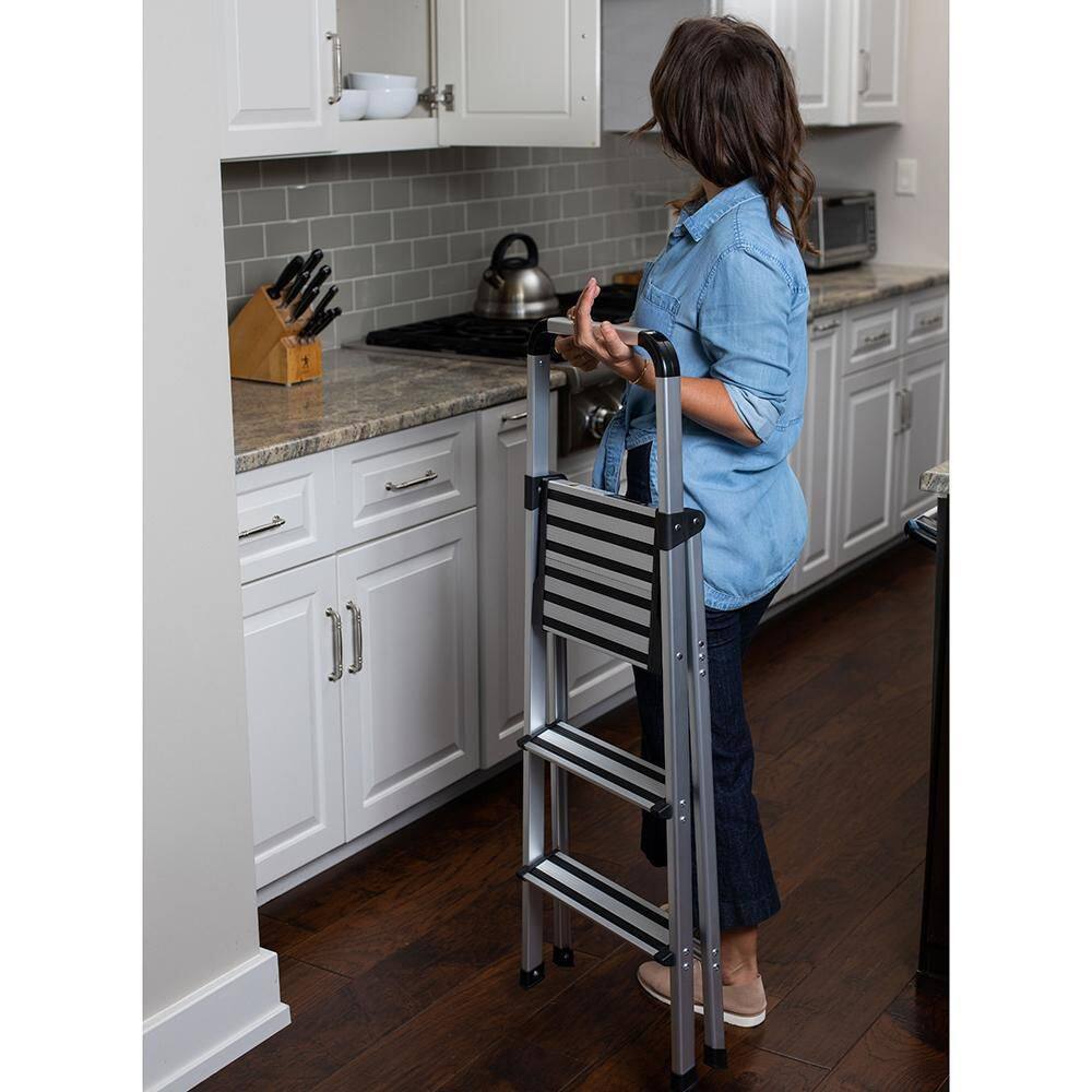 BirdRock Home 3.5 ft. 3-Step Aluminum Step Ladder 9 ft. Reach 11290