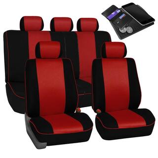 FH Group Cloth 47 in. x 23 in. x 1 in. Full Set Car Seat Covers DMFB063RED115