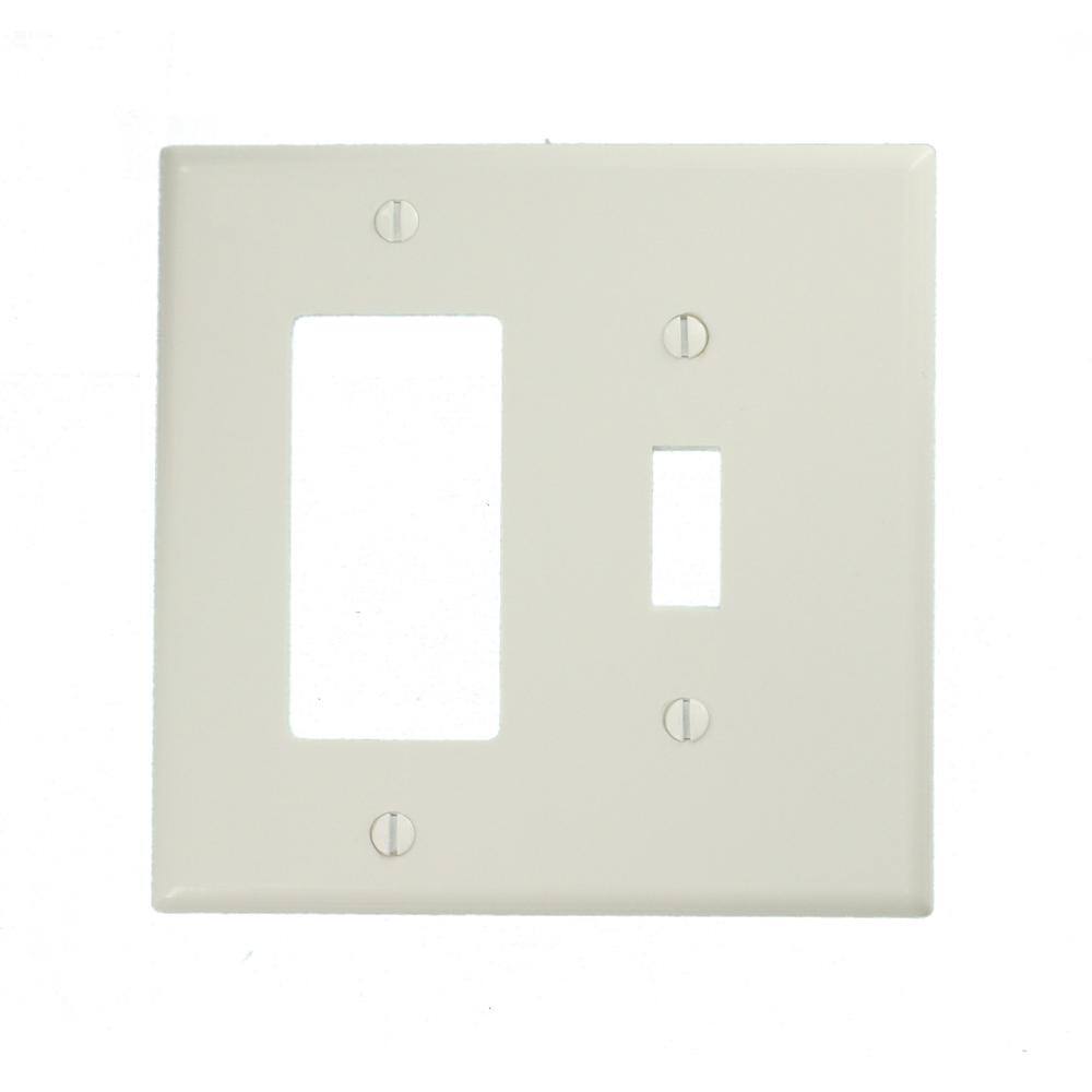 Leviton White 2-Gang 1-Toggle1-DecoratorRocker Wall Plate (1-Pack) 80605-W