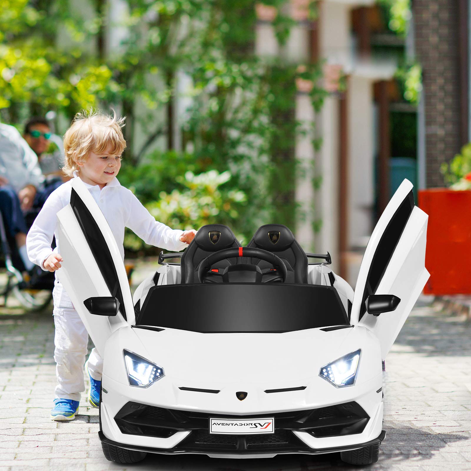 Costzon Ride on Car, Licensed Lamborghini Aventador SVJ,12V Battery Powered Car w/ 2.4G Remote Control