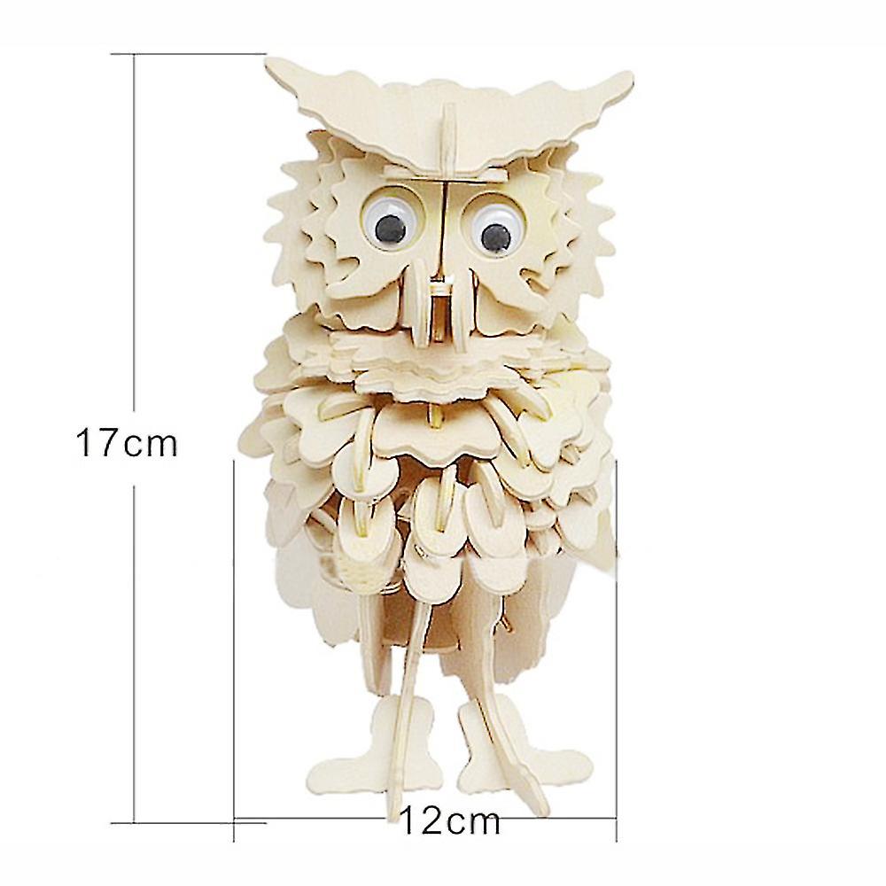 3D Wooden Owl Puzzle Jigsaw Woodcraft Kit DIY Construction Puzzle Toys for Children