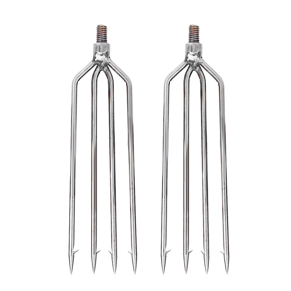 2 Pcs Stainless Steel 4 Prongs Harpoon Gig Gaff Hook Barb Fish Spear For Outdoor Fishing Tackle