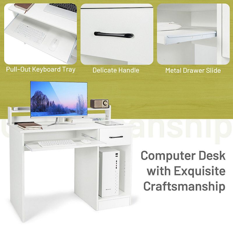 Study Laptop Table with Drawer and Keyboard Tray