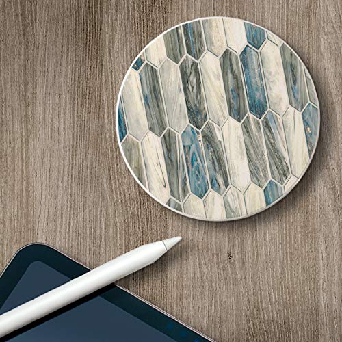 CounterArt Glass Mosaic Gray Round Single Absorbent Stone Tumbled Tile Coaster 1 Pack