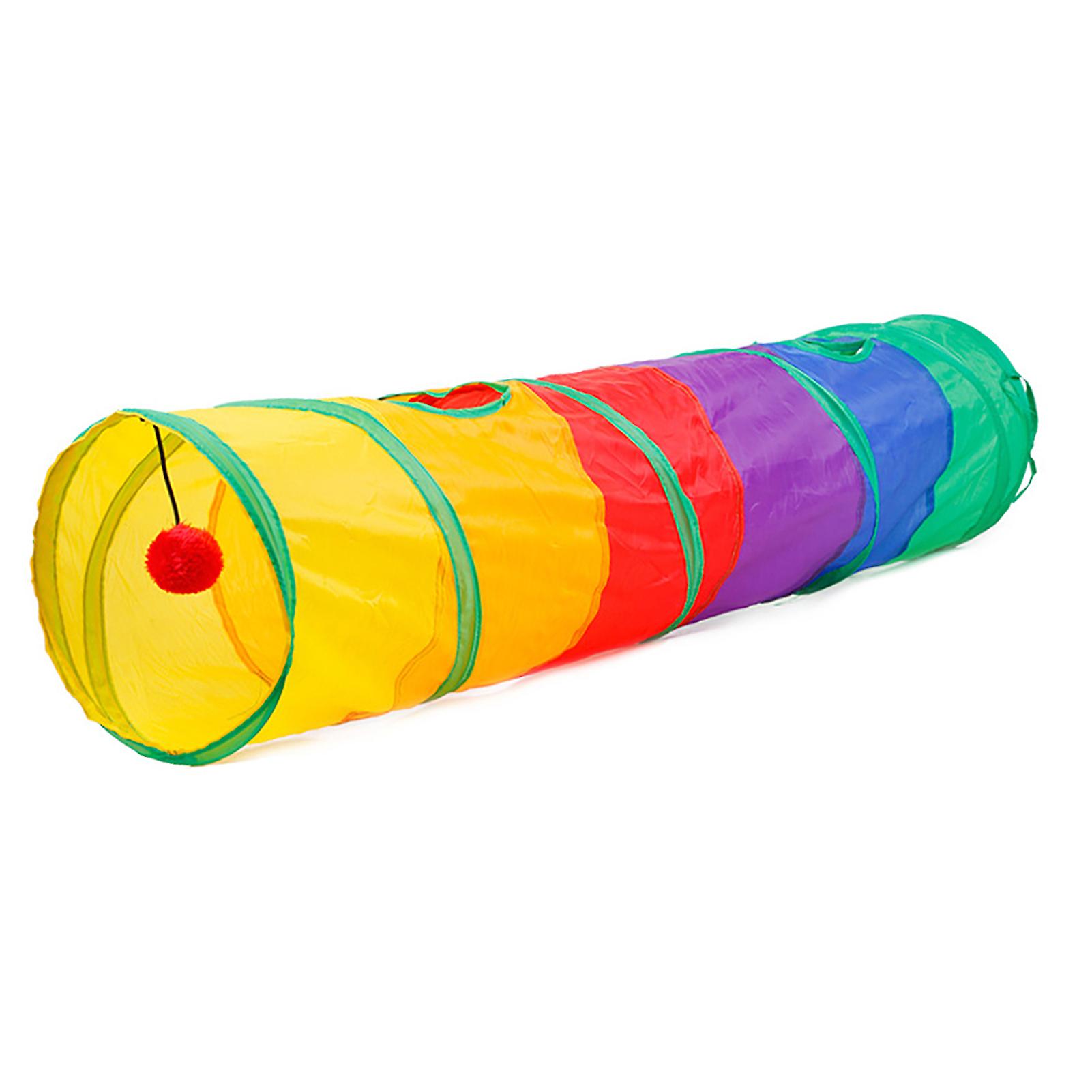 Collapsible Cat Tunnel Road Cat Toys Kitty Tunnel Pompon Ball Cat Interactive Play Toy For Hiding Resting Multicolor