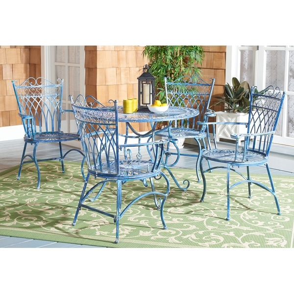 SAFAVIEH Thessaly Victorian Scroll Iron 5Piece Outdoor Patio Set.