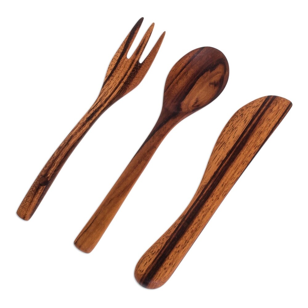 Novica Handmade Dining Out Wood Flatware Set (3 Pieces)